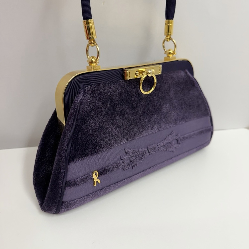 Vintage Roberta di Camerino Bag Purse Purple Velvet Rare Design Color & Style - Picture 4 of 15